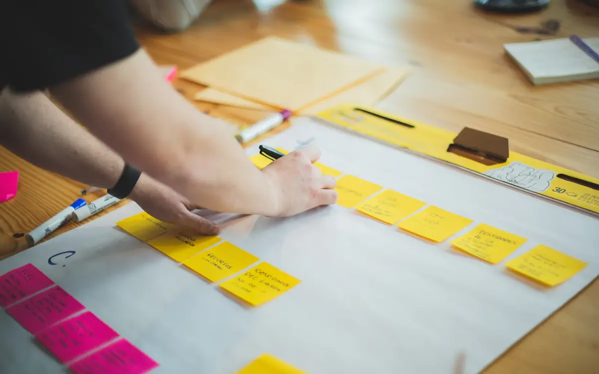 Services 3 SEO strategy planning with sticky notes on a table